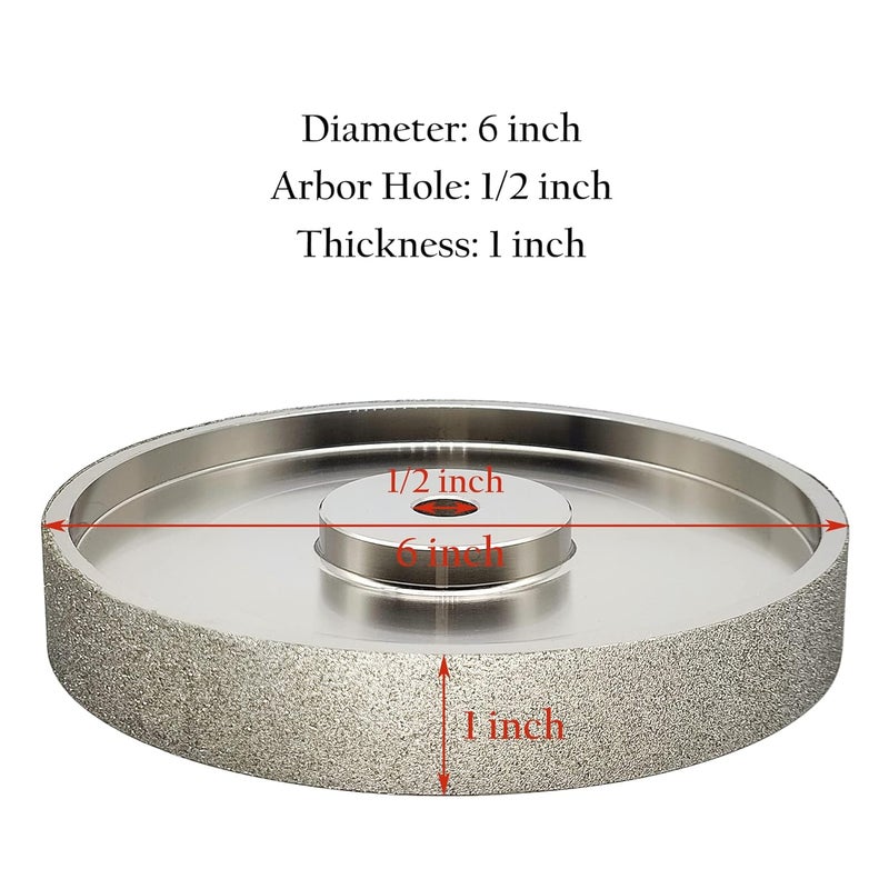 CAQUXIL CBN Grinding Wheel 6" Dia x 1" Wide, 1/2 inch Arbor, Sharpen High Speed Steel Cutting Tools, Diamond Grinding Wheel Grit #80 - Image 2